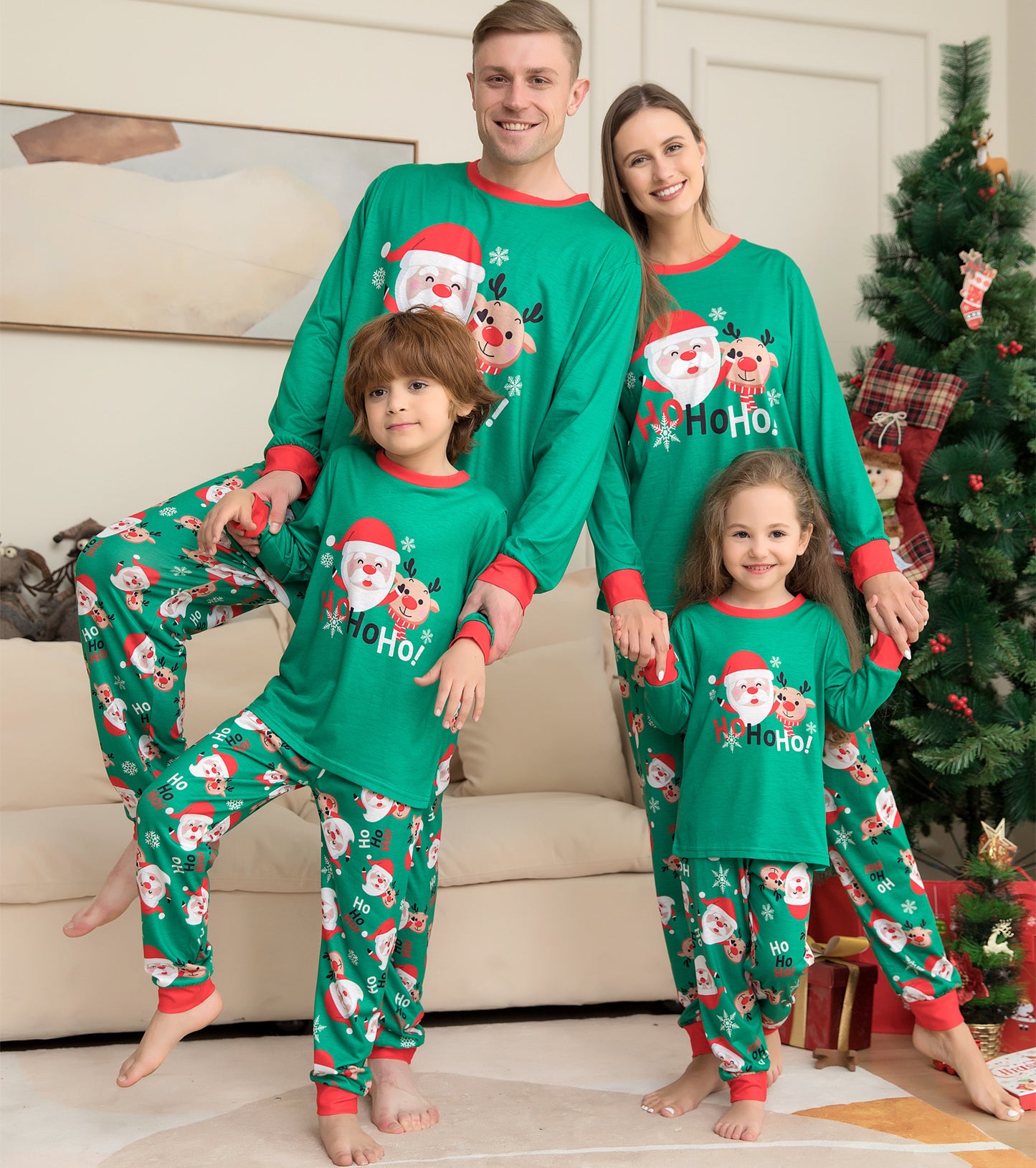 Matching Family Christmas Pajamas – Santa Claus Print Holiday PJs