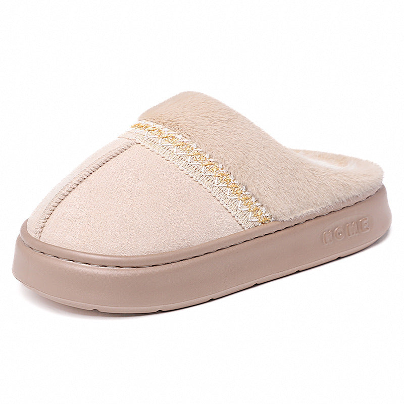 Women’s Fleece‑Lined Cotton Slippers – Thickened, Non‑Slip, Plus Size
