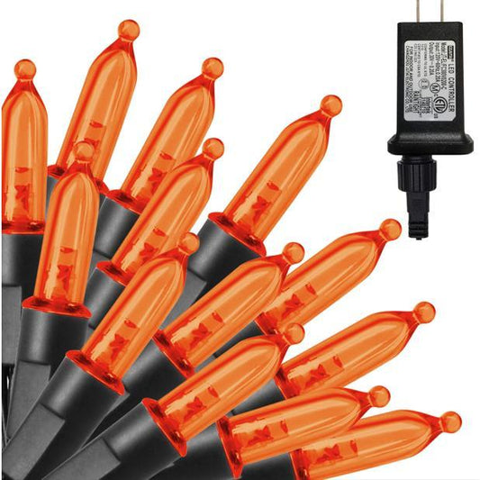 300 LED Mini String Lights – 99ft Orange Fairy Lights with Safety Adapter Indoor & Outdoor Christmas, Party, Garden Décor