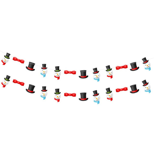 24PCS Christmas Banner Paper Garland – Gingerbread Man & Snowman Hanging Bunting Holiday Party & Home/Office Décor