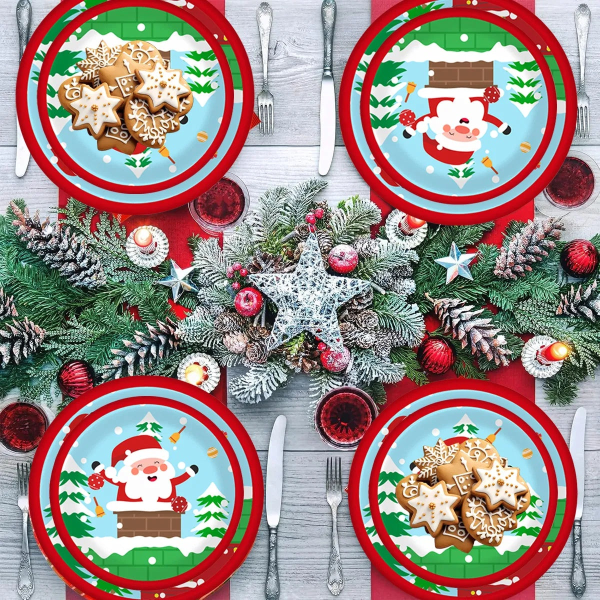 30Pcs Christmas Party Tableware Set – Plates & Cups